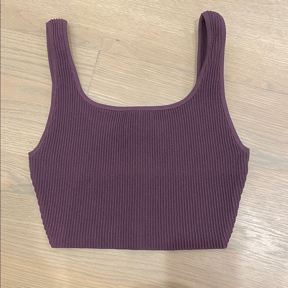 Aritzia Babaton Sculpt Knit Squareneck Cropped Tank - Purple, XS